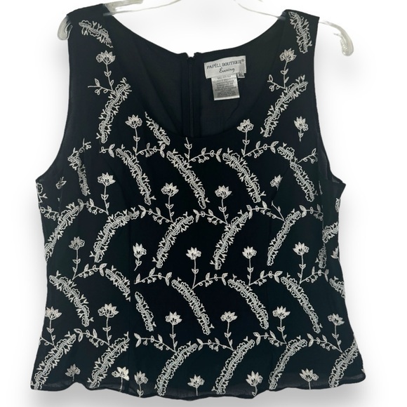 Papell Boutique Tops - Papell Vintage 100% Silk Top Womens‎ Size XL 80s 90s Embroidered Beaded Glam